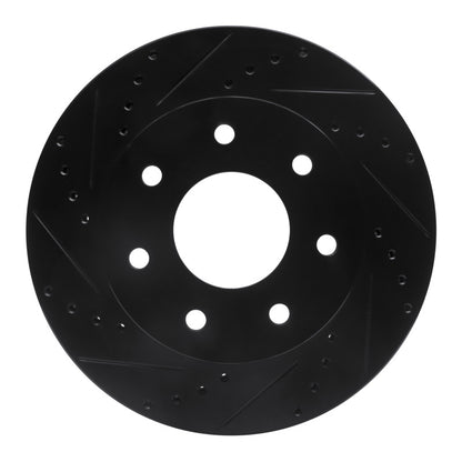 R1 Concepts R1 04-08 Ford F-150 4WD Front Left Drilled & Slotted Black Brake Rotor