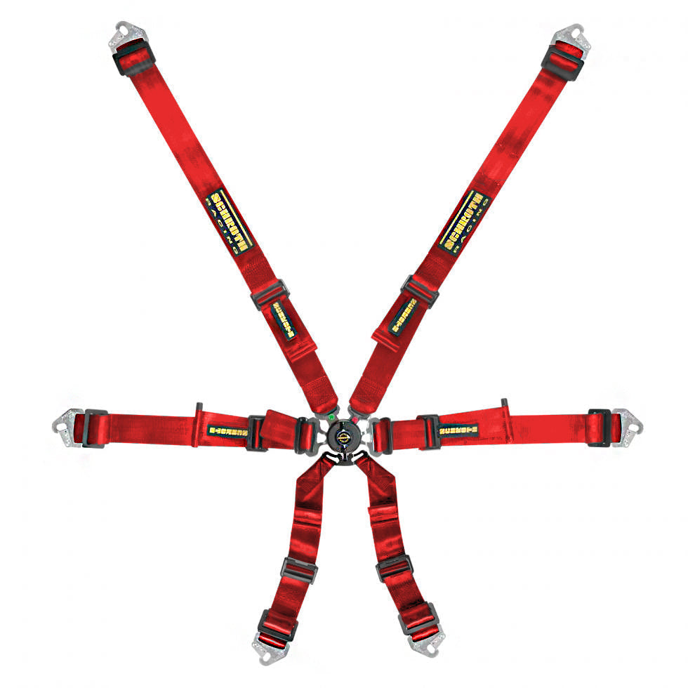 SCHROTH 94530A-2 SEAT BELT FLEXI 6-POINT 2" (50 MM) 2X2 RED FIA 8853-2016