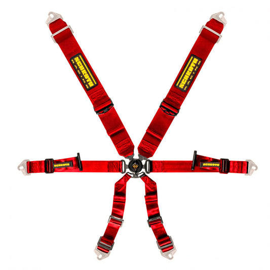 SCHROTH 94540-2 SEAT BELT PROFI 6-POINT 3X2 PULL-UP RED