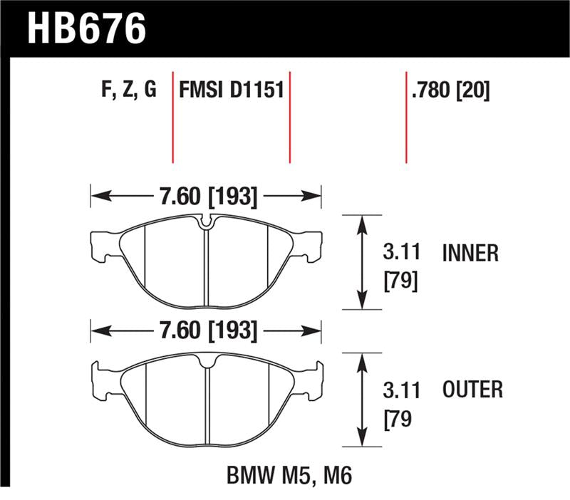 Hawk Performance Hawk 06-10 BMW M5/M6 Perf Ceramic Street Front Brake Pads