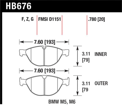 Hawk Performance Hawk 06-10 BMW M5/M6 Perf Ceramic Street Front Brake Pads