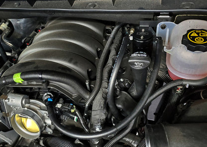 J&L 19-26 Chevrolet Silverado/GMC Sierra 1500 5.3L V8 Driver Side Oil Separator 3.0 - Black Anod