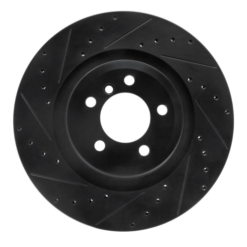 R1 Concepts R1 07-08 BMW ALPINA B7 Rear Left Drilled & Slotted Black Brake Rotor