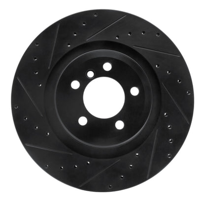R1 Concepts R1 07-08 BMW ALPINA B7 Rear Left Drilled & Slotted Black Brake Rotor
