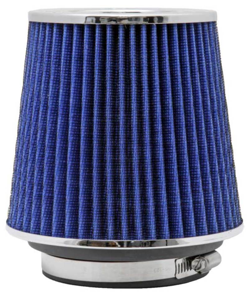 K&N Engineering K&N Universal Air Filter Chrome Round Tapered Blue - 4in Flange ID x 1.125in Flange Length x 5.5in H