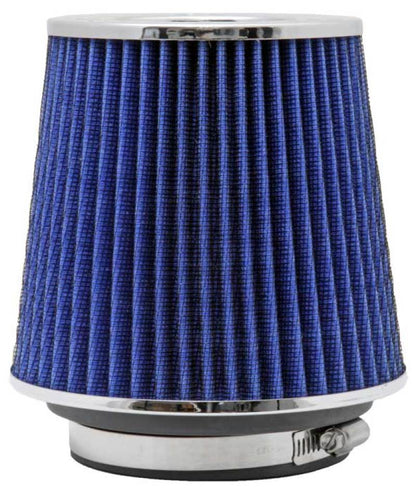 K&N Engineering K&N Universal Air Filter Chrome Round Tapered Blue - 4in Flange ID x 1.125in Flange Length x 5.5in H