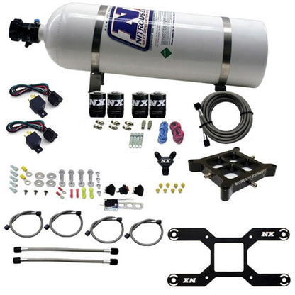 Nitrous Express 4150 Dual Stage Billet Crossbar Nitrous Kit (50-300 & 100-500HP) w/15lb Bottle