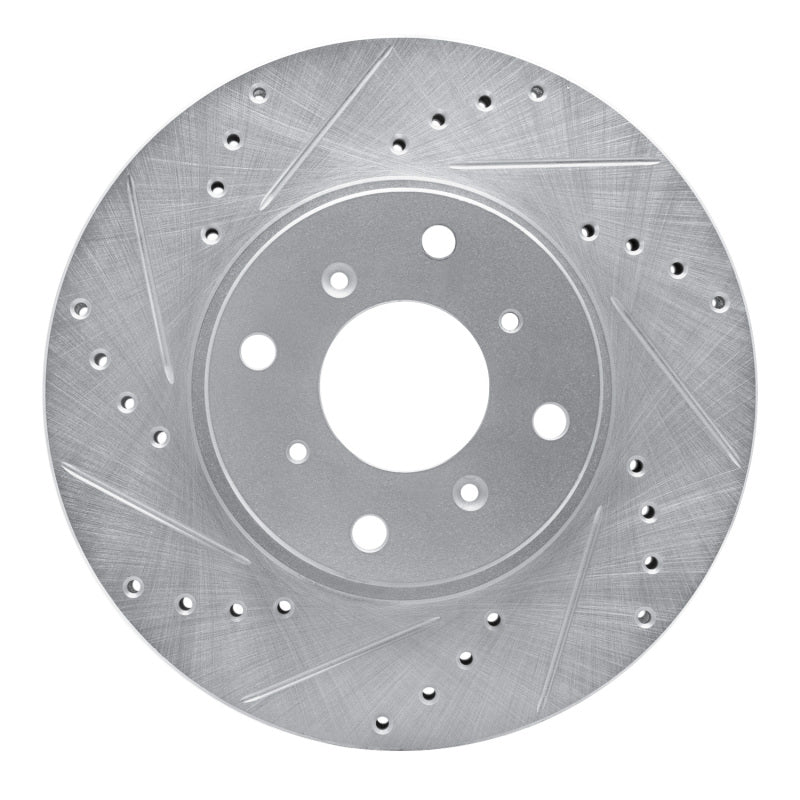R1 Concepts R1 92-96 Honda Prelude Front Left Drilled & Slotted Silver Brake Rotor