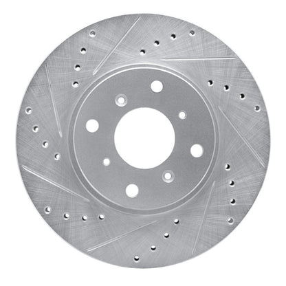 R1 Concepts R1 92-96 Honda Prelude Front Left Drilled & Slotted Silver Brake Rotor