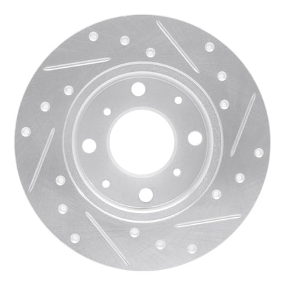 R1 Concepts R1 84-87 Honda Civic Hatchback Front Left Drilled & Slotted Silver Brake Rotor