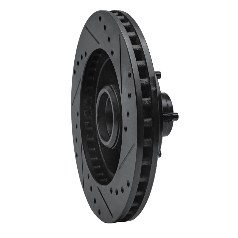 R1 Concepts R1 87-93 Ford Mustang Front Left Drilled & Slotted Black Brake Rotor