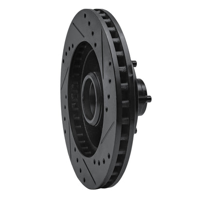 R1 Concepts R1 87-93 Ford Mustang Front Left Drilled & Slotted Black Brake Rotor