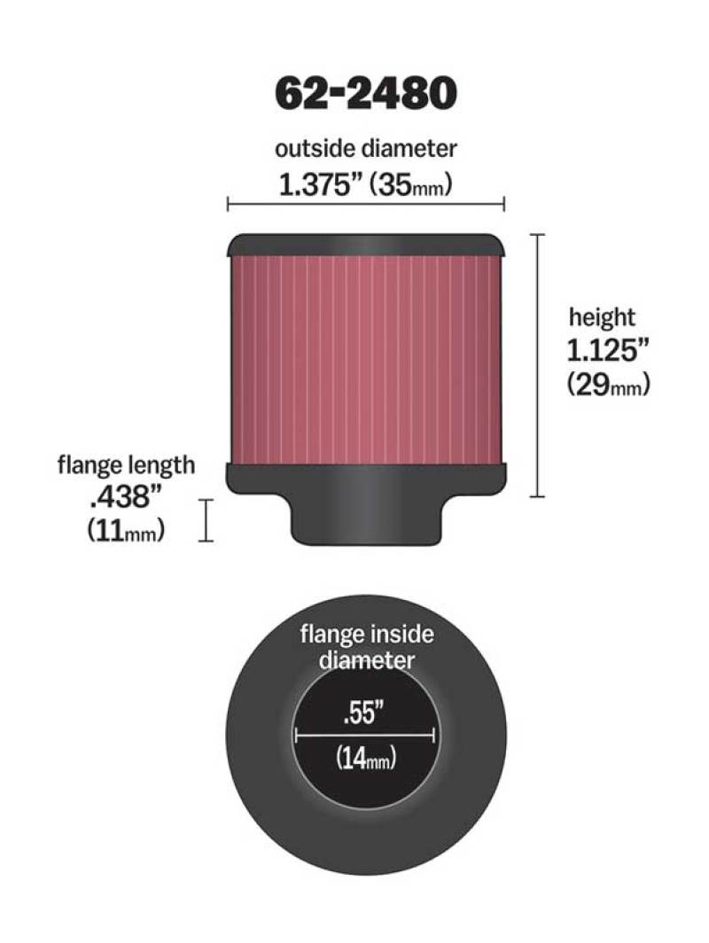 K&N Engineering K&N Rubber Base Crankcase Vent Filter - 0.55in Flange ID 1.375in OD 1.125in Height