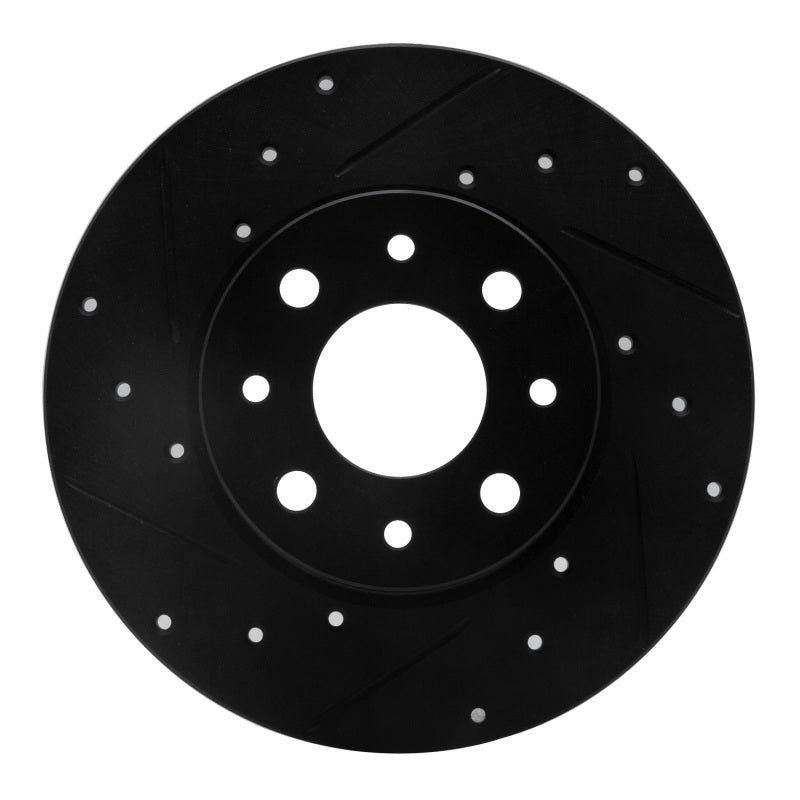 R1 Concepts R1 13-19 Fiat 500E Rear Left Drilled & Slotted Black Brake Rotor