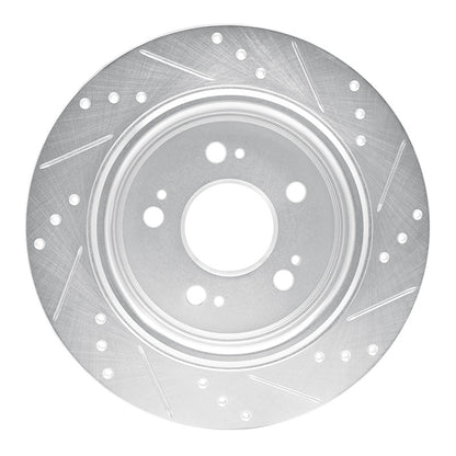 R1 Concepts R1 14-20 Acura RLX Rear Left Drilled & Slotted Silver Brake Rotor