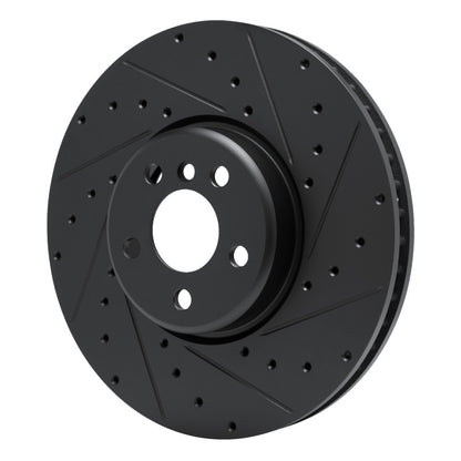 R1 Concepts R1 16-25 BMW 330e Left Front Drilled & Slotted Black Brake Rotor