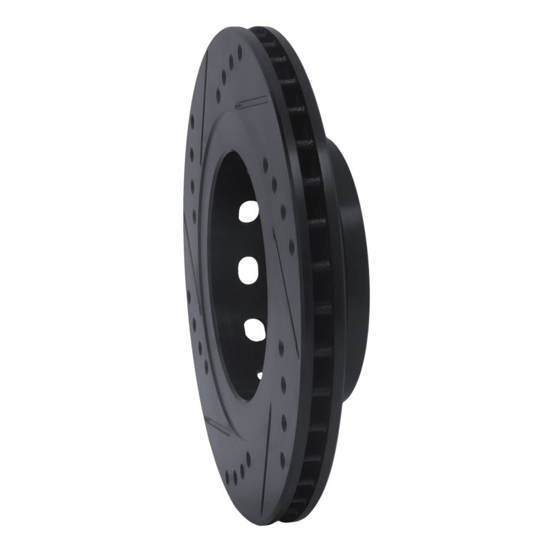 R1 Concepts R1 99-05 Audi A6 Quattro Rear Right Drilled & Slotted Black Brake Rotor