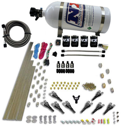 Nitrous Express 8 Cyl Shark Direct Port 4 Solenoids Nitrous Kit (200-600HP) w/10lb Bottle