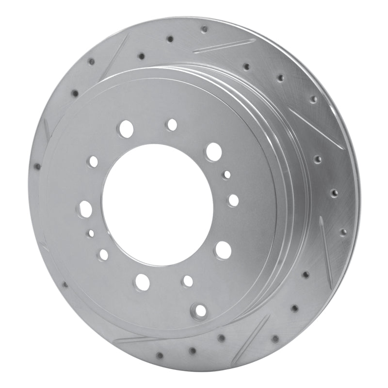 R1 Concepts R1 17-21 Toyota Land Cruiser Rear Left Drilled & Slotted Silver Brake Rotor