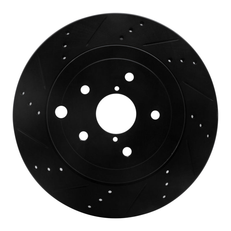 R1 Concepts R1 08-20 Subaru WRX Rear Left Drilled & Slotted Black Brake Rotor