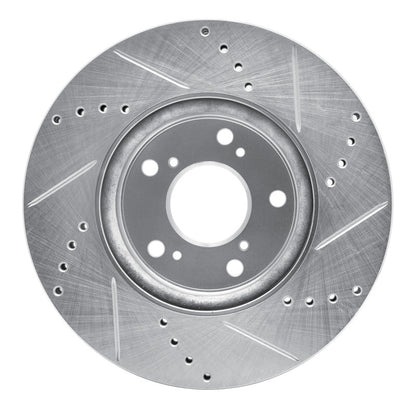 R1 Concepts R1 13-25 Honda Civic Hatchback Front Left Drilled & Slotted Silver Brake Rotor