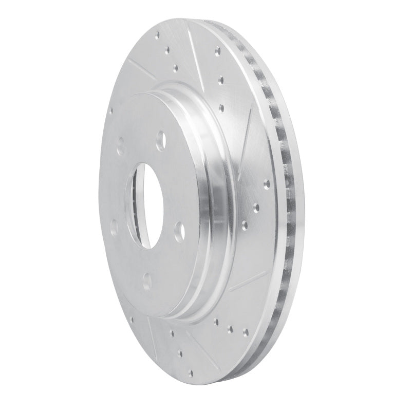 R1 Concepts R1 08-12 Jeep J8 Front Right Drilled & Slotted Silver Brake Rotor