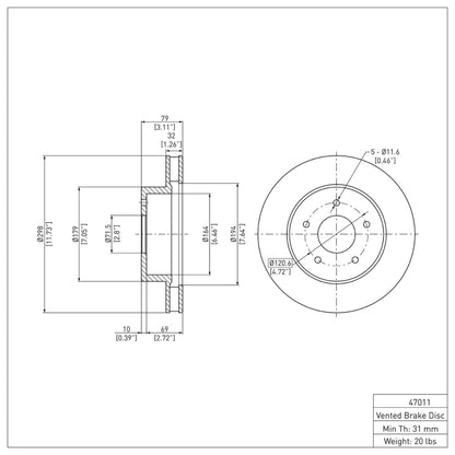 DFC 63-82 Chevrolet Corvette Front GeoSPEC Coated Rotor