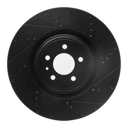 R1 Concepts R1 13-14 Ford Mustang Front Right Drilled & Slotted Black Brake Rotor