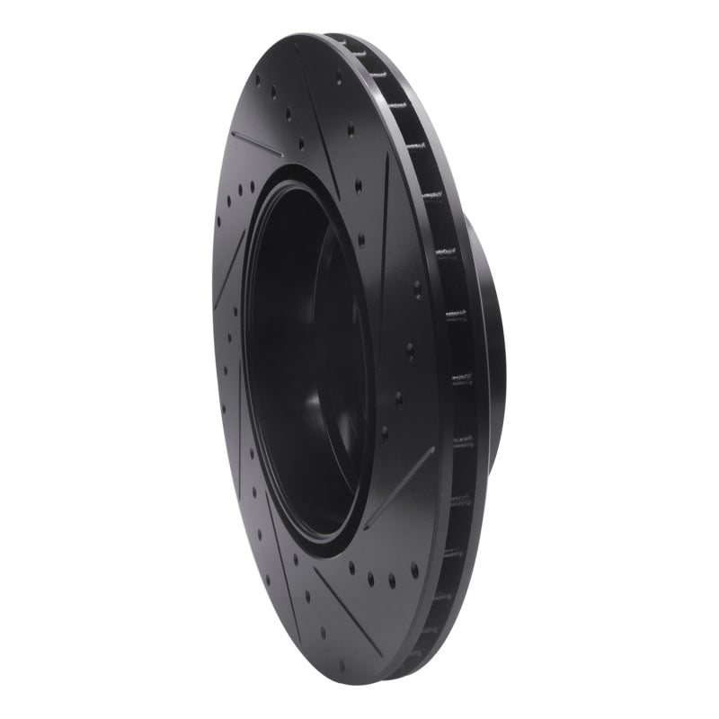 R1 Concepts R1 07-19 BMW X6 Rear Left Drilled & Slotted Black Brake Rotor