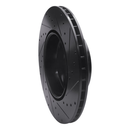 R1 Concepts R1 07-19 BMW X6 Rear Left Drilled & Slotted Black Brake Rotor
