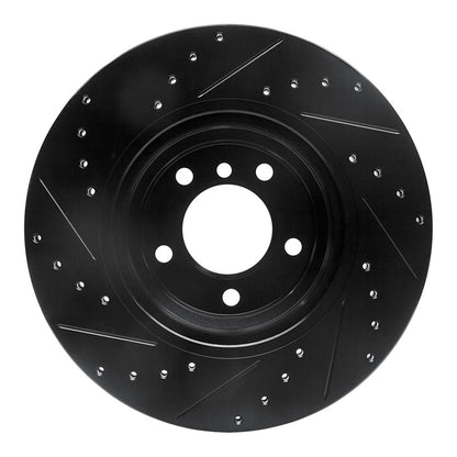 R1 Concepts R1 06-12 BMW 330XI Front Right Drilled & Slotted Black Brake Rotor