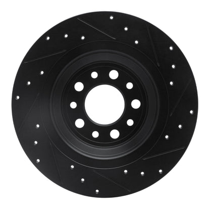 R1 Concepts R1 14-23 Jeep Cherokee Rear Left Drilled & Slotted Black Brake Rotor