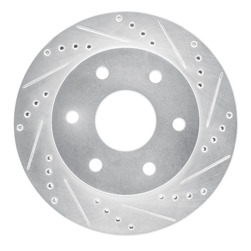 R1 Concepts R1 90-04 Mitsubishi Montero Front Right Drilled & Slotted Silver Brake Rotor