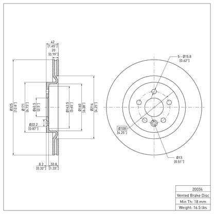 DFC 17-20 Jaguar F-Pace Rear Brake Rotor