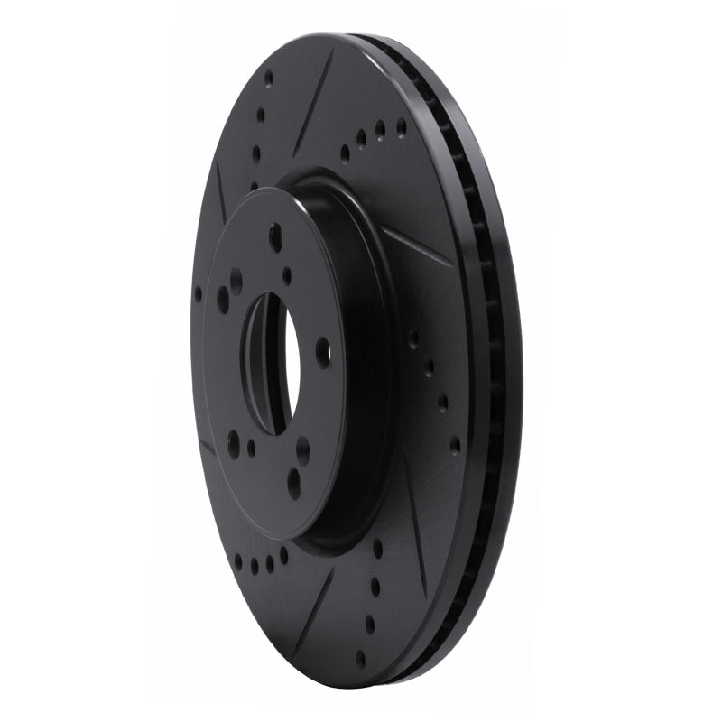 R1 Concepts R1 13-25 Honda Civic Sedan Front Left Drilled & Slotted Black Brake Rotor