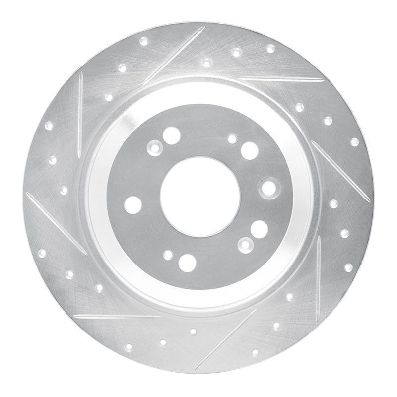 R1 Concepts R1 09-14 Acura TL Rear Left Drilled & Slotted Silver Brake Rotor