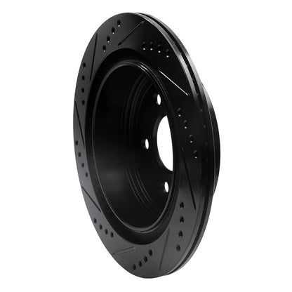 R1 Concepts R1 2003-2024 Infiniti FX37 Rear Right Drilled & Slotted Black Brake Rotor