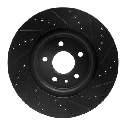 R1 Concepts R1 11-19 Ford Flex Front Left Drilled & Slotted Black Brake Rotor