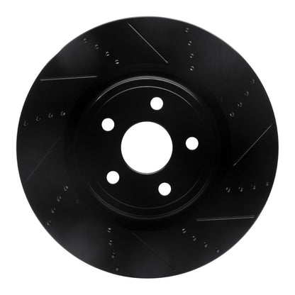 R1 Concepts R1 2012-2025 Dodge Durango Front Right Drilled & Slotted Black Brake Rotor