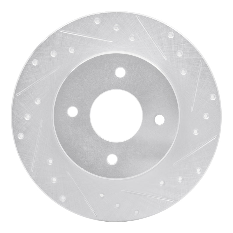 R1 Concepts R1 84-85 Nissan 300ZX Rear Right Drilled & Slotted Silver Brake Rotor