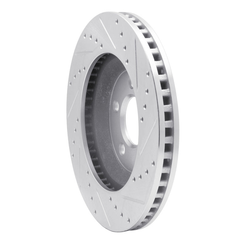 R1 Concepts R1 05-14 Ford Mustang Front Left Drilled & Slotted Silver Brake Rotor
