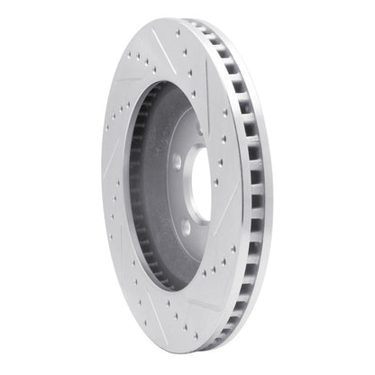R1 Concepts R1 05-14 Ford Mustang Front Left Drilled & Slotted Silver Brake Rotor