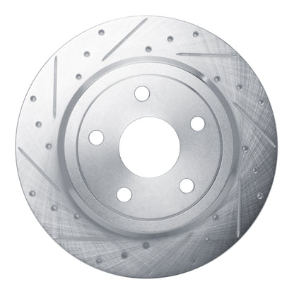 R1 Concepts R1 2011-2022 Dodge Durango Rear Left Drilled & Slotted Silver Brake Rotor