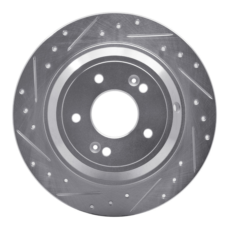 R1 Concepts R1 09-20 Genesis G80 Rear Left Drilled & Slotted Silver Brake Rotor