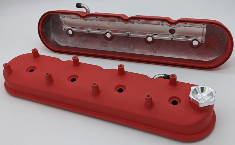 Granatelli Motor Sports Granatelli 96-22 GM LS Tall Valve Cover w/Integral Angled Coil Mounts - Red Wrinkle (Pair)