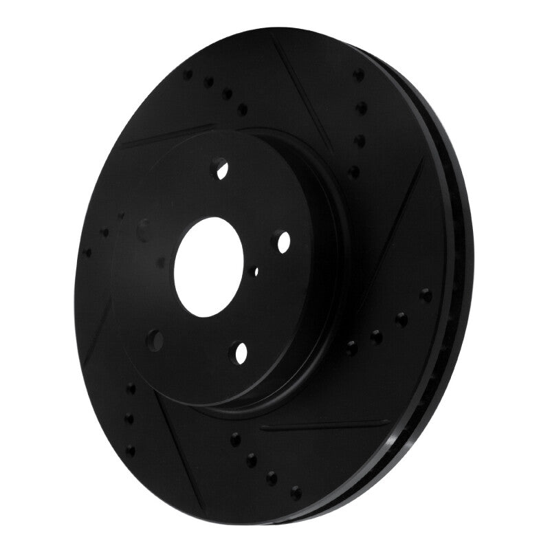 R1 Concepts R1 15-19 Subaru Legacy Front Right Drilled & Slotted Black Brake Rotor
