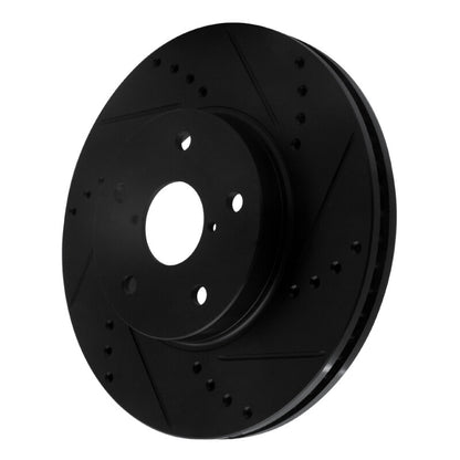 R1 Concepts R1 15-19 Subaru Legacy Front Right Drilled & Slotted Black Brake Rotor