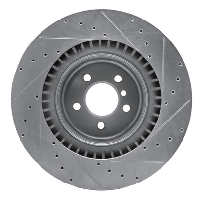R1 Concepts R1 10-14 BMW X5 Rear Left Drilled & Slotted Silver Brake Rotor