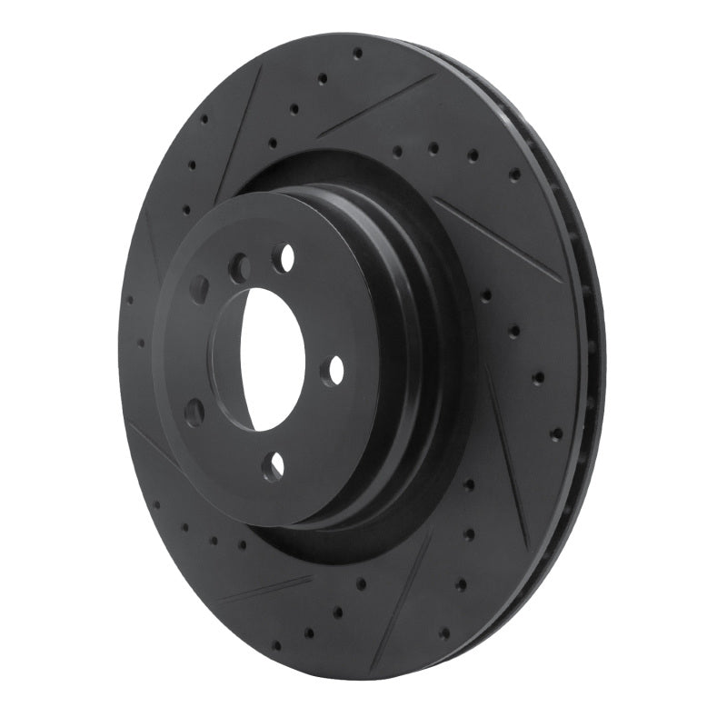 R1 Concepts R1 07-08 BMW ALPINA B7 Rear Left Drilled & Slotted Black Brake Rotor