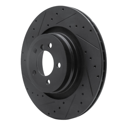 R1 Concepts R1 07-08 BMW ALPINA B7 Rear Left Drilled & Slotted Black Brake Rotor